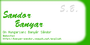 sandor banyar business card